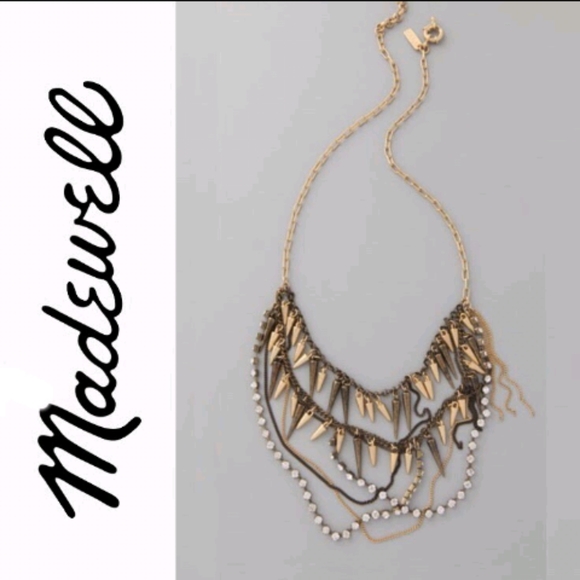 Gold Spike Rhinestone Layered Necklace